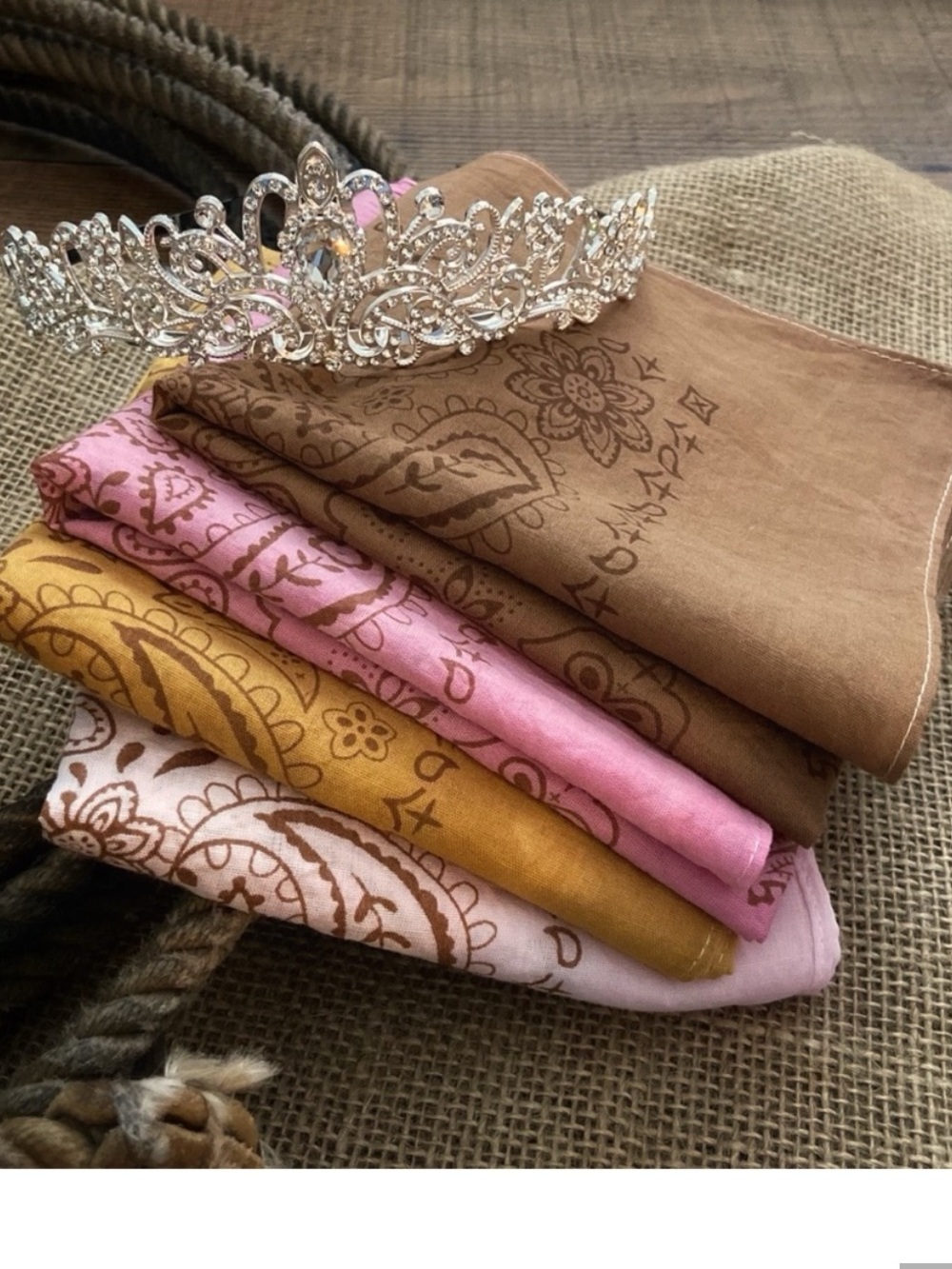 BANDANAS Bandana Set ⭐️NWT Set of 5 “ Rodeo Princess” Cotton Hand Dyed - Picture 3 of 15